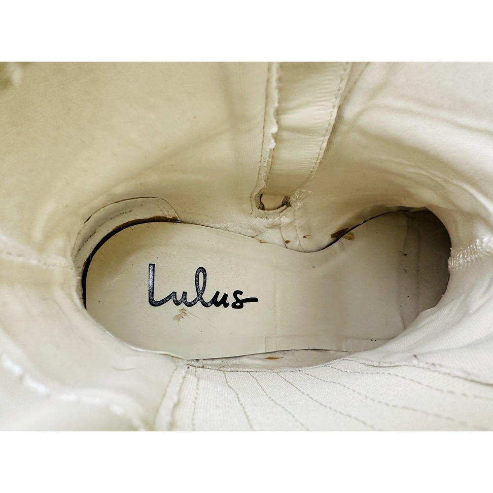 Lulus Vancy Stone Pointed Toe Mid Calf Boots‎ Cream White Western Women's 9 - Picture 11 of 15